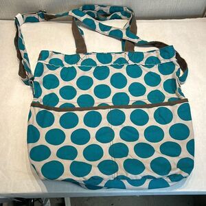 thirty-one Retro Metro Foldover Crossbody Shoulder Bag Purse Tote Teal Mod Dot